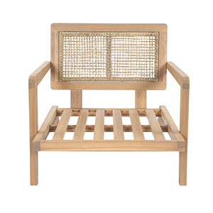 English Elm Outdoor Acacia Wood Club Chairs with Wicker Backs and Beige Cushions Set of 2 N772P381363L