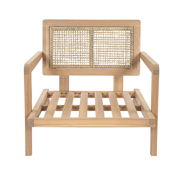 English Elm Outdoor Acacia Wood Club Chairs with Wicker Backs and Beige Cushions Set of 2 N772P381363L
