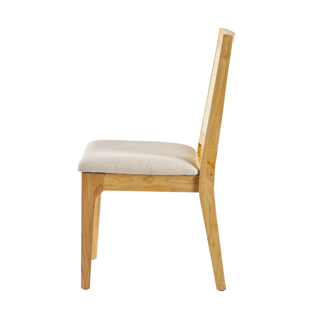 Solid Wood Dining Chair with Rattan Inset Back - Set of 2 Natural CATD1ENA Walker Edison