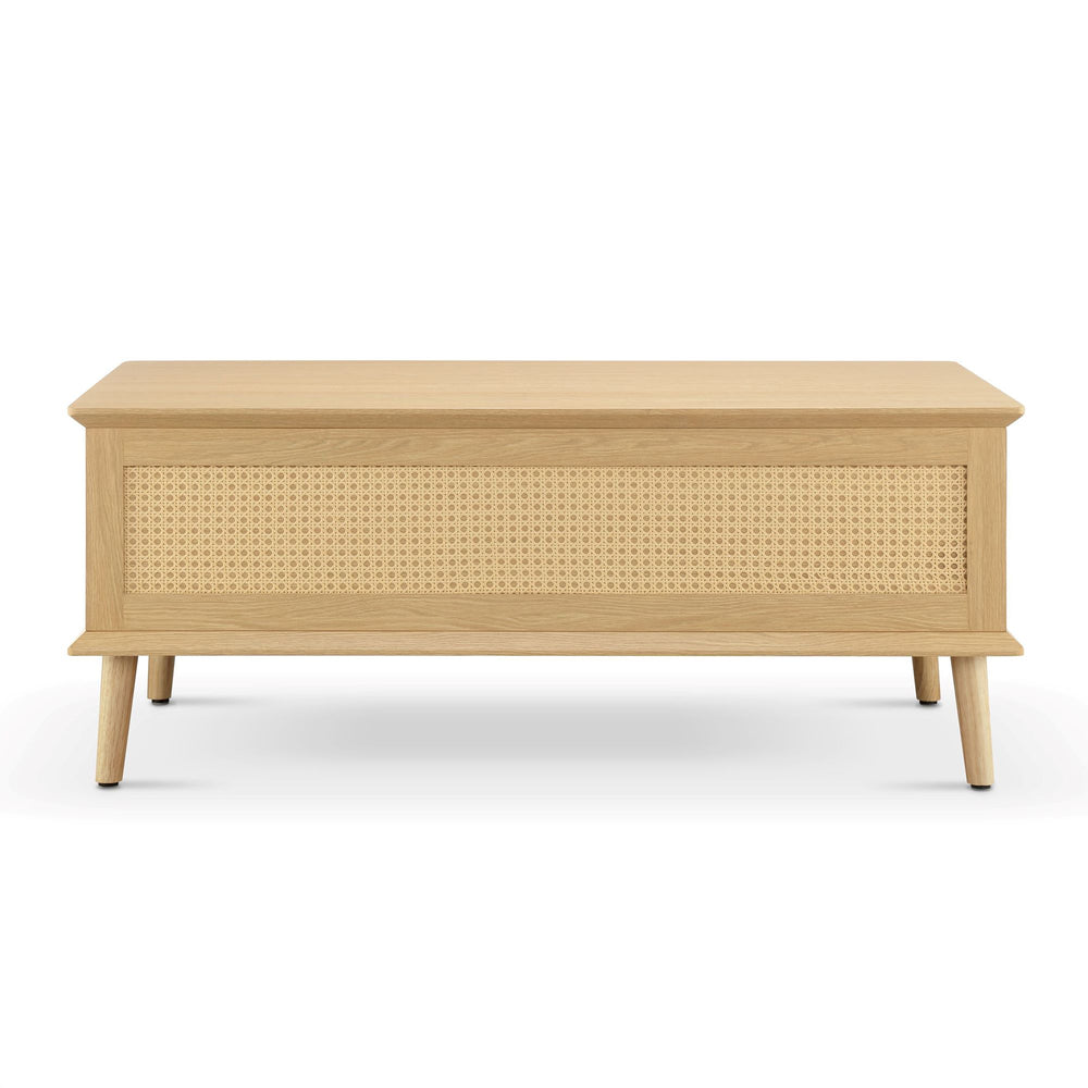JLA Home 510 Design - Lift-Top Rattan Coffee Table with Soft-Close Lift, Hidden Storage, Mid-Century Wood Legs, Versatile Surface FUR120-0055