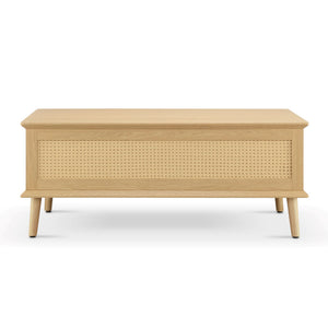 JLA Home 510 Design - Lift-Top Rattan Coffee Table with Soft-Close Lift, Hidden Storage, Mid-Century Wood Legs, Versatile Surface FUR120-0055