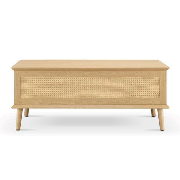 JLA Home 510 Design - Lift-Top Rattan Coffee Table with Soft-Close Lift, Hidden Storage, Mid-Century Wood Legs, Versatile Surface FUR120-0055