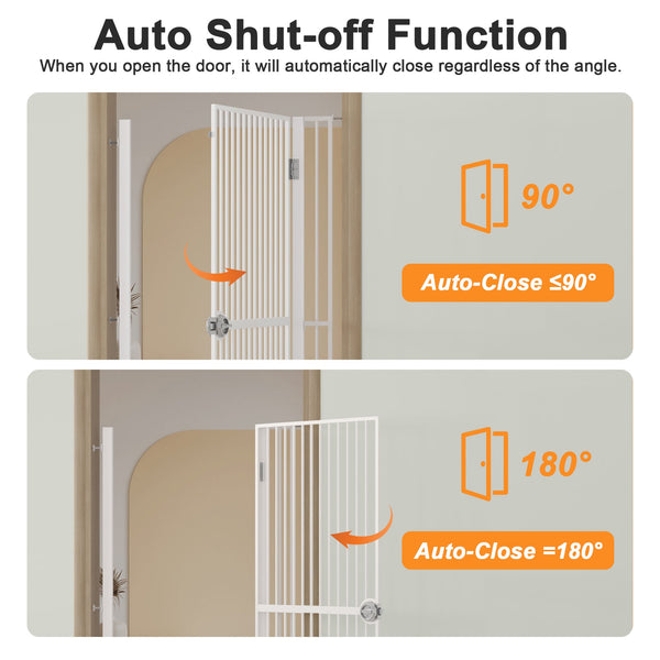 English Elm 61" Extra Tall Pressure Mount Pet Gate Auto Close Bar Spacing for Cats and Dogs T3210P491357