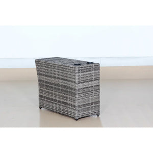 English Elm Shick Grey Mix Wicker Outdoor Side Table with Oversized Plush Cushion Support & Durable Cup Surface B120P205372