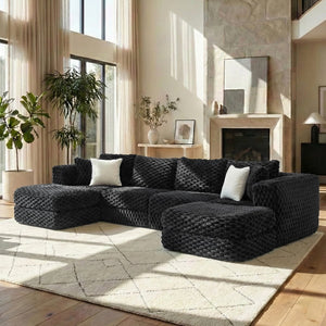 English Elm Swivel Barrel Accent Chair Chenille Tufted Round Club Seat for Living Room Lounge Black N719S002360B