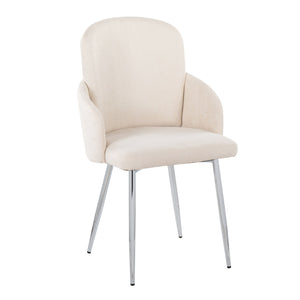 English Elm Dahlia Modern Dining Chair Set Of 2 In Cream Fabric With Stylish Chrome Accents – Elegant Comfort B202S01199