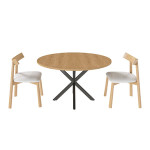 English Elm 59-inch Expandable Glass Top Dining Set Seats 8 with Upholstered Chairs X-base W2700S00123