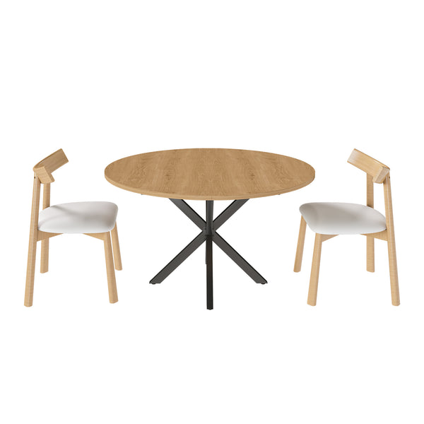 English Elm 59-inch Expandable Glass Top Dining Set Seats 8 with Upholstered Chairs X-base W2700S00123