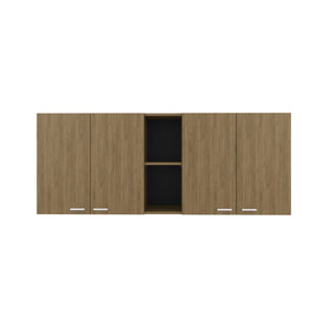English Elm Portofino Modern 150 Wall Cabinet Oak MDF with Double Doors, Built-In Dish Rack, Display Shelves B200P286977