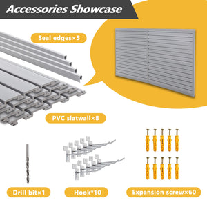 English Elm Heavy Duty Pvc Slatwall Garage Storage System Modular Wall Mounted Tool Organizer W1422P286710