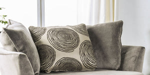 English Elm Gray Velvet Swivel Round Chair with Plush T-Cushion, Flared Arms and Accent Pillows for Cozy Living Room Gray 60 L x 60 W x 40 H B2741P375956