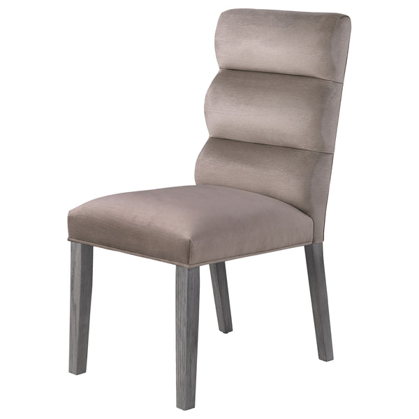 English Elm Highmore Stone Velvet Upholstered Dining Side Chair with Tufted Foam Back and Cool Gray Legs - Set of 2 taupe B062P299896