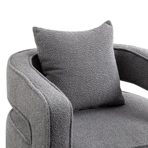 English Elm 29.13"w Boucle Swivel Accent Chair Open Back 360 Rotation Modern Lounge Seating Gray W3188P417878