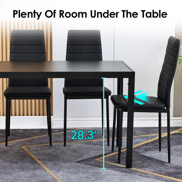 English Elm Dining Table Mid Century Modern Mdf Top Steel Legs Seats Six Small Space T3623P433791
