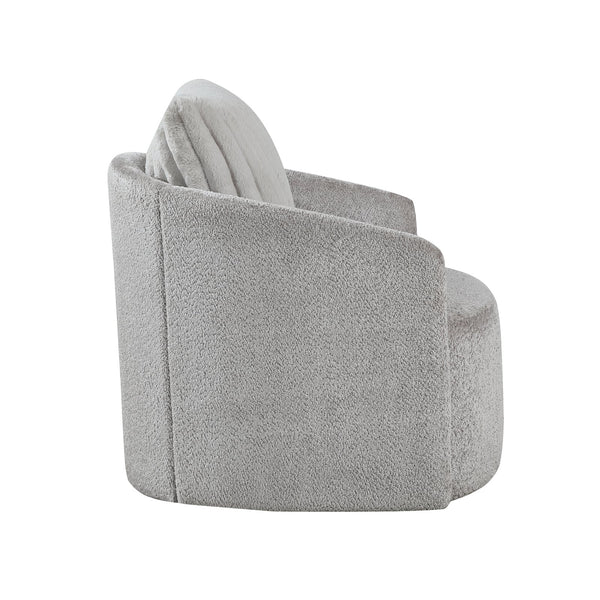 English Elm Modern Francine Swivel Chair in Soft Gray Chenille with Plush Corduroy Back Pillow, 360° Comfort B011P256605