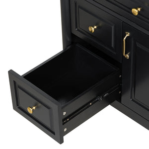 English Elm 36" Bathroom Vanity With Elegant Ceramic Sink, Adjustable Storage, And Sleek Black Finish For Modern Style N725P356064B