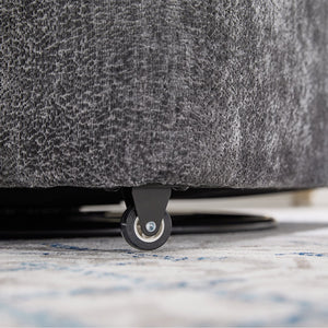 English Elm 360° 360 Swivel Oversized Chenille Armchair with Pocket Spring Seat and Three Throw Pillows Dark Grey W1361S00092