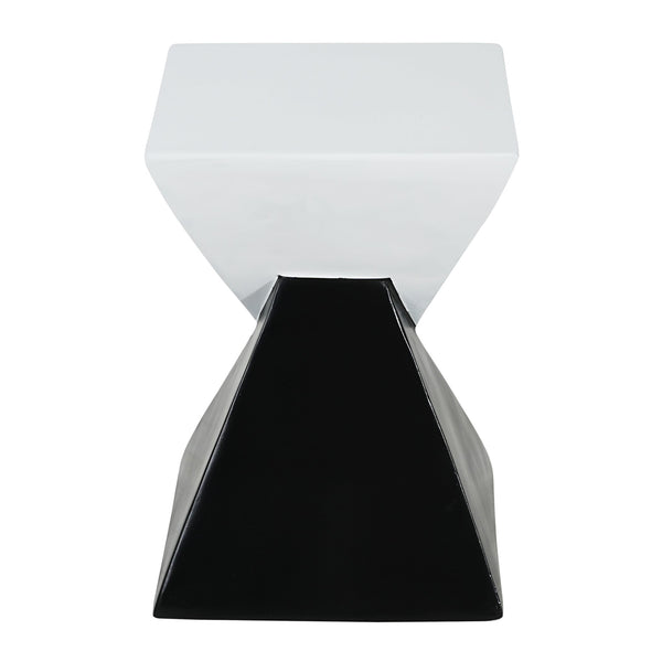 English Elm Modern Mgo Geometric Side Table Sculptural Two Tone Art Piece for Patio or Living Room N770P341402M