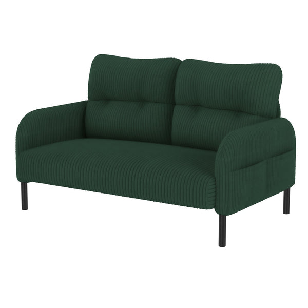 English Elm United We Win Corduroy Two Seat Sofa with Lumbar Support and Built in Storage Pockets Emerald W1568P386169