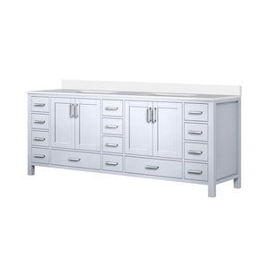 English Elm White Double Bath Vanity With Cultured Marble Top, 84” W X 22” D – Elegant Storage & Style Upgrade B2731P259148-GIGA