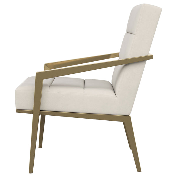 English Elm 1pc Bouclé Swivel Accent Chair with Channel Back, Plush Foam Seat, 360° Rotation, Modern Comfort Cream,Gold 30 L x 26 W x 29.5 H B011P308569