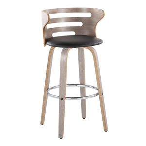 English Elm Cosini 30" Mid-Century Modern Barstool Set Of 2 With Swivel, Chrome Footrest & Faux Leather Comfort B202S00513