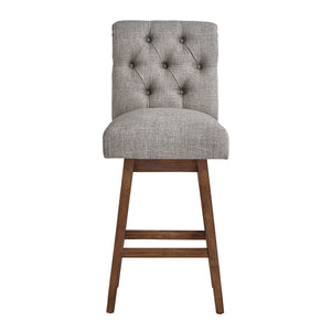 Homelegance By Top-Line Jacinta Tufted Linen Upholstered Swivel Stools (Set of 2) Brown Rubberwood