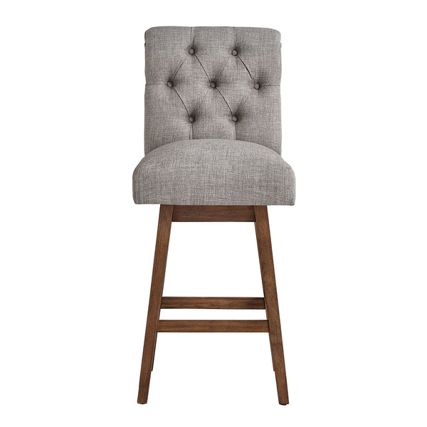 Homelegance By Top-Line Jacinta Tufted Linen Upholstered Swivel Stools (Set of 2) Brown Rubberwood