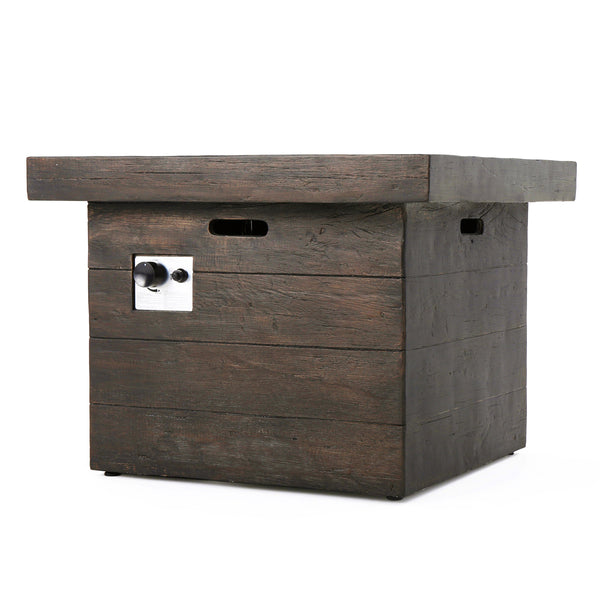 English Elm Anchorage Square Mgo Wood Burning Fire Pit Outdoor Patio Heat 40000 Btu Grey 57551.00BRN-40K
