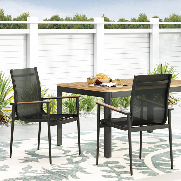 English Elm Christopher Knight Home® - BARRINGTON Dining Chair Natural - Weather-Resistant Aluminum Frame, Mesh Seating & Faux Wood AccentsBARRINGTON Dining Chair Natural - Weather-Resistant Aluminum Frame, Mesh Seating & Faux Wood Accents 73636.00BLK