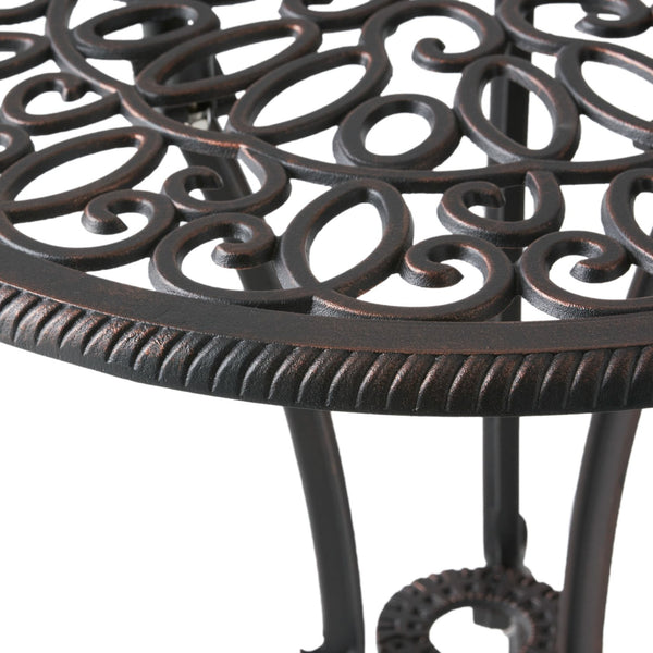 English Elm Charleston Cast Aluminum Outdoor Bistro Set Rust Resistant Copper Finish Patio Seating 50550.00COP
