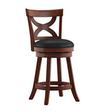 Homelegance By Top-Line Brando Cherry X-Back Swivel High Back Stool Brown Rubberwood