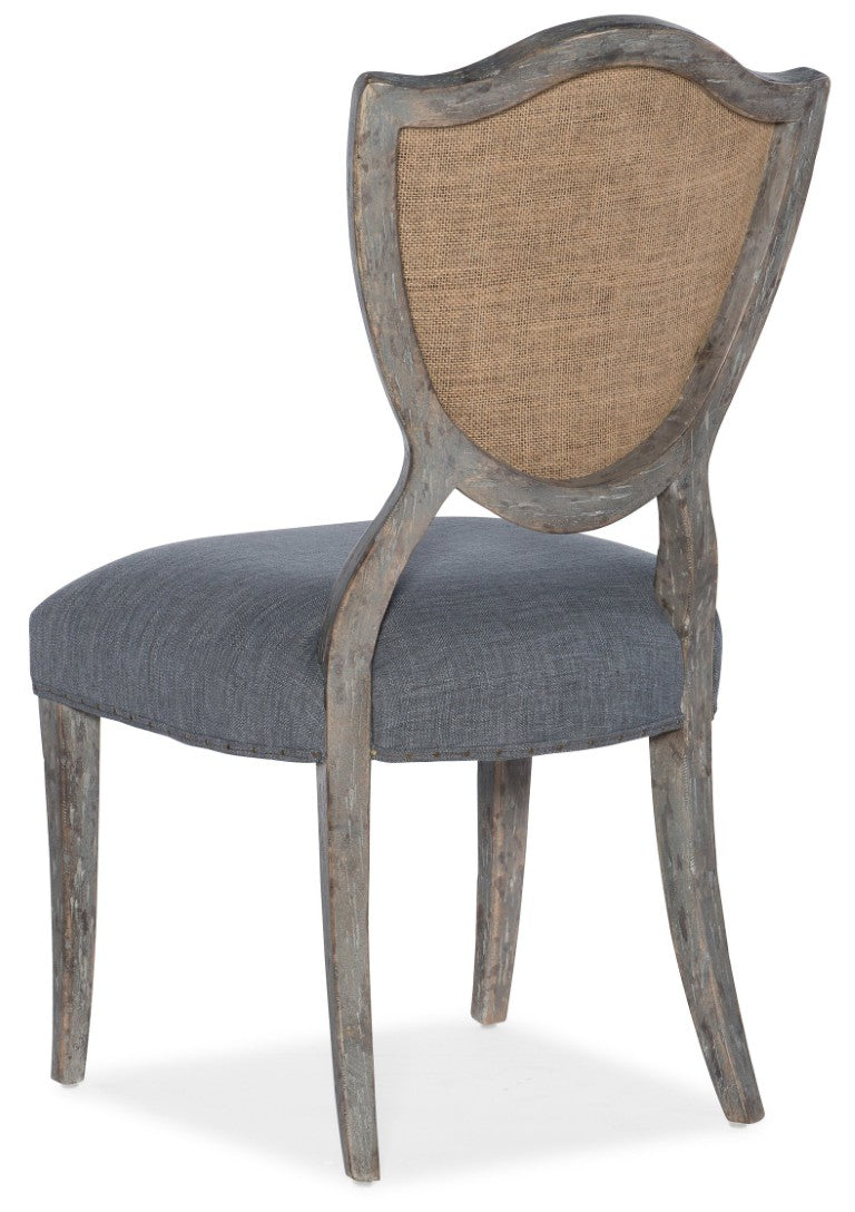 Hooker Furniture Beaumont Shield-Back Side Chair With Distressed Shale Trim, Slate Linen Front & Burlap Backing, Tailored Elegance 5751-75411-95
