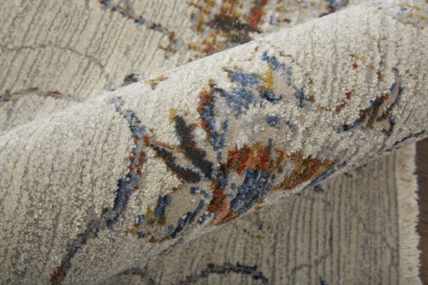 Feizy Rugs Kaia Soft Touch Low Pile Floral & Botanical Area Rug - Durable, Fade-resistant, Timeless Elegance Ivory,Orange,Blue Polypropylene,Viscose,Polyester Kai39gpfivymlth18