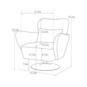 Pasargad Mercer Lounge Chair With Gold Swivel Base - Elegant Beige Fabric For Ultimate Comfort Beige Poly Fabric Pzw-20093