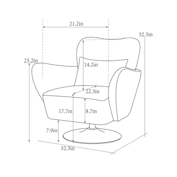 Pasargad Mercer Lounge Chair With Gold Swivel Base - Elegant Beige Fabric For Ultimate Comfort Beige Poly Fabric Pzw-20093