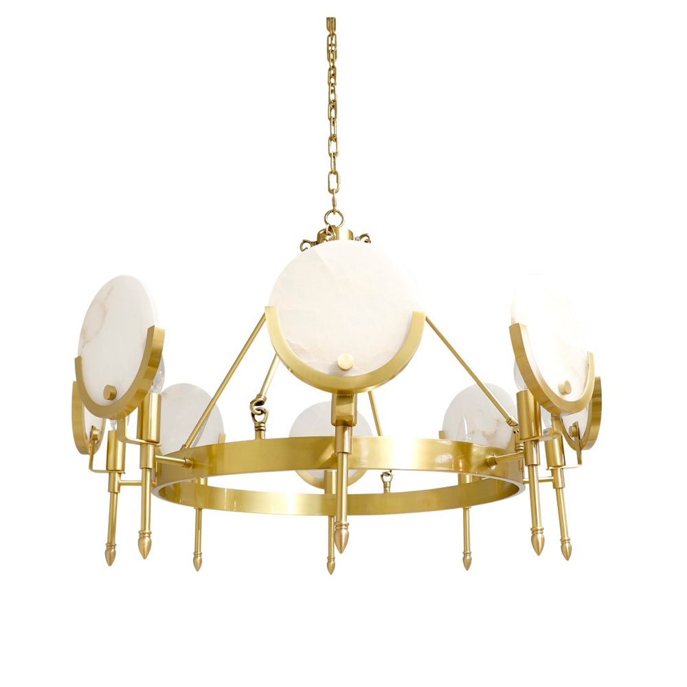 Pasargad Vendome Gold Metal & Marble Plate Chandelier - Contemporary Art For Elegant Interiors Gold Glass & Steel Pmd-7798-8