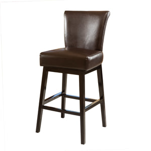 English Elm Christopher Knight Home® - 30.25'' High Swivel Bar Stool Brown - Ergonomic PU Leather Seat, Solid Wood Legs, Durable Comfort & Support 57177.00PU