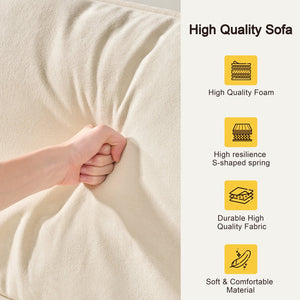 English Elm 103 Luxurious Cloud Velvet Sofa with High-Elastic Sponge Cushion, Deep-Seated Comfort for Living Spaces Beige W2290S00008