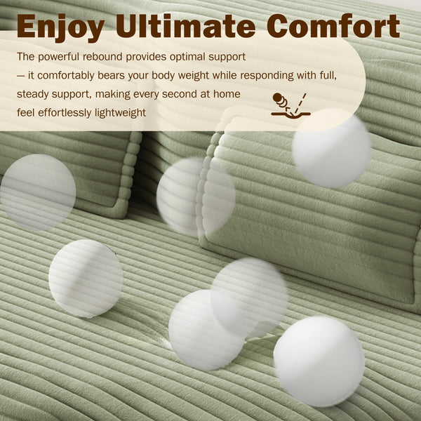 English Elm Modern Corduroy Floor Sofa Foldable Twin Sleeper Foam Filled for Dorms and Playrooms Green W1885P446610