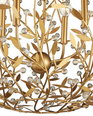 Currey & Company Secret Garden Gold Orb Chandelier - Elegant Biophilic Lighting With Handcrafted Crystal Accents Gold Crystal ,Wrought Iron 9000-1289-currey-company