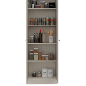 English Elm Virginia Double Door Storage Cabinet with Five Shelves for Kitchen Garage Mudroom Organization and Style White 77 L x 17 W x 5 H B128P148983