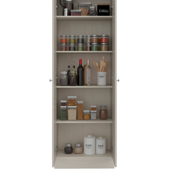 English Elm Virginia Double Door Storage Cabinet with Five Shelves for Kitchen Garage Mudroom Organization and Style White 77 L x 17 W x 5 H B128P148983