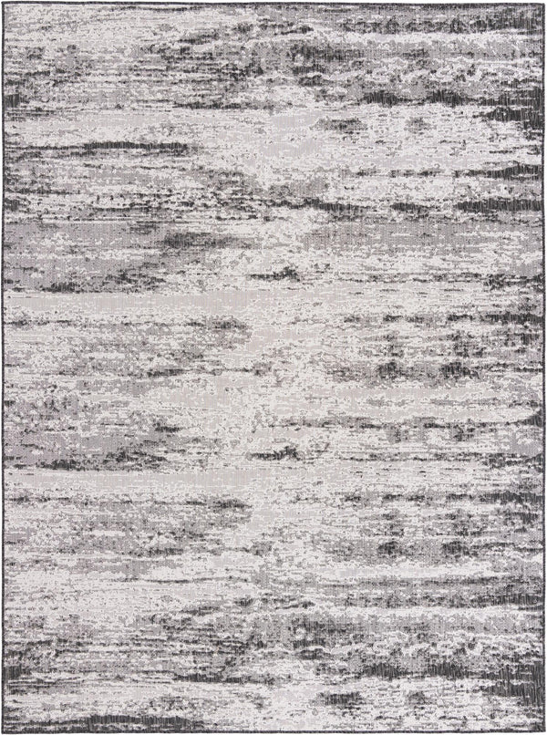 Unique Loom Outdoor Modern Cartago Machine Made Abstract Rug Charcoal, Ivory 9' 0" x 12' 0"