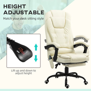 English Elm Vinsetto Ergonomic Home Office Chair with Mesh Back, Lumbar Support, Recline to 135° & Wheels Cream White W2225P250032