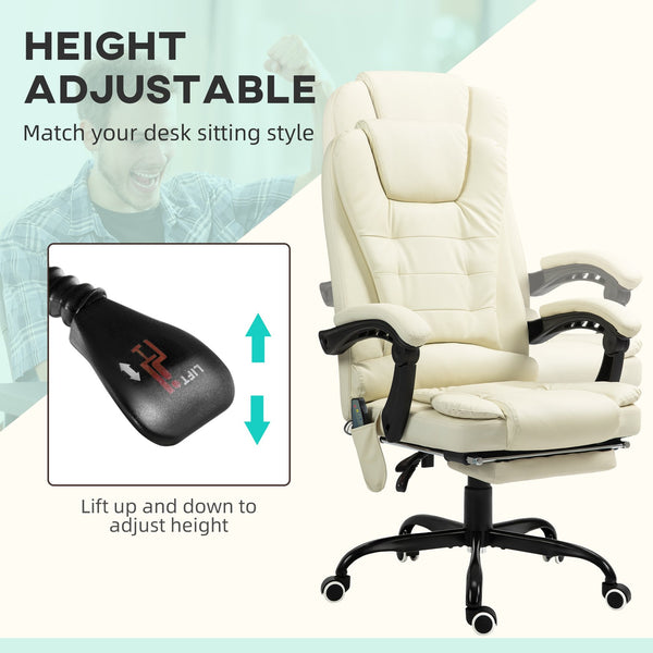 English Elm Vinsetto Ergonomic Home Office Chair with Mesh Back, Lumbar Support, Recline to 135° & Wheels Cream White W2225P250032