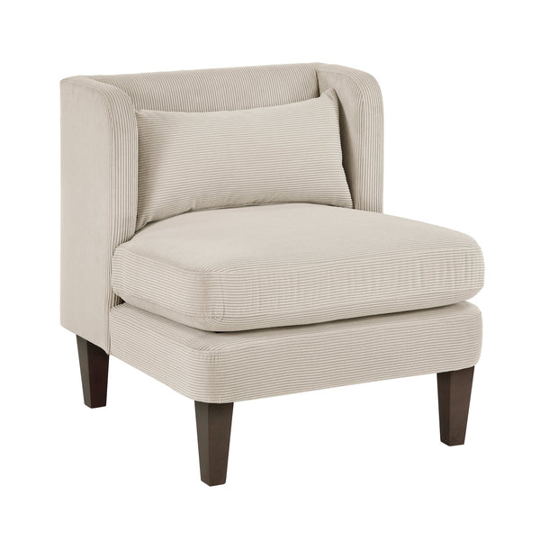 English Elm Modern Taupe Corduroy Accent Chair with Pillow, Upholstered Living Room Seat, Plush Comfort B011P287473