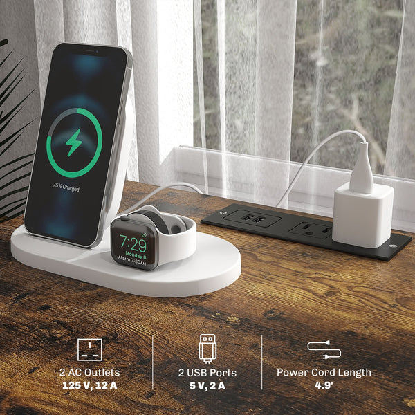 English Elm Homcom Set Of 2 Rustic End Tables With Led Lights & Charging Stations, 3-Tier Storage For Modern Homes W2225P229086