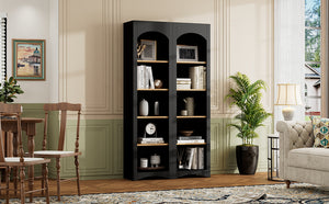English Elm On-Trend Free Standing 5 Tier Bookshelves Set Of 2 - Rustic Two-Tone Storage Cabinet For Any Room N721P245734B
