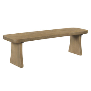 English Elm Indoor Solid Pine Dining Bench Seats Three Adults Farmhouse Style Kitchen Seating N779P329133B